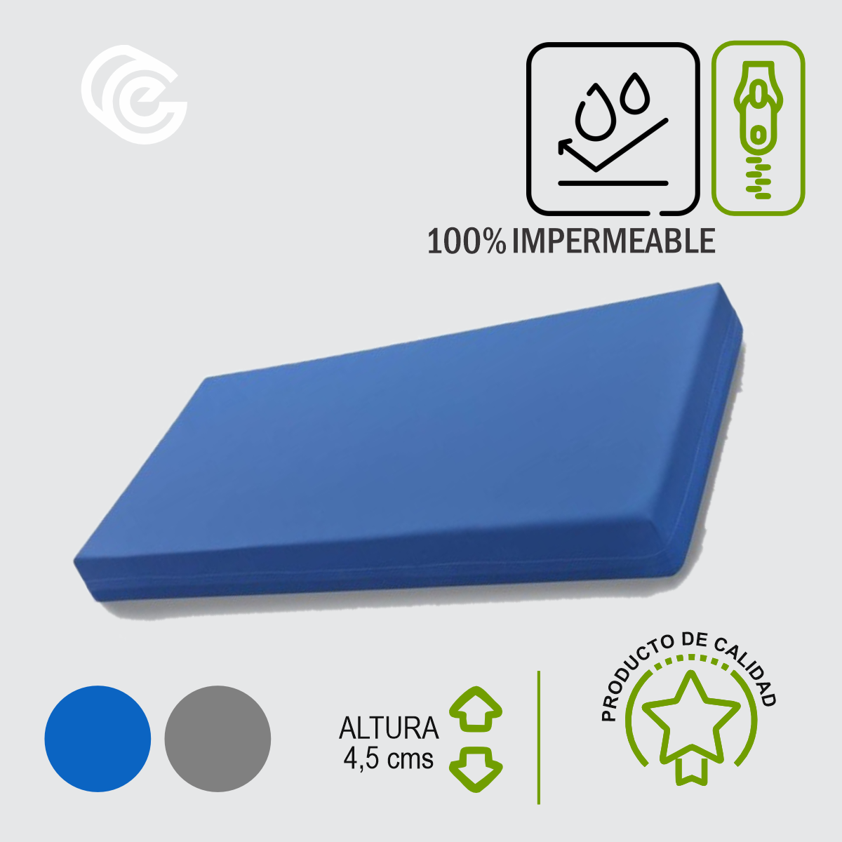 COLCHONETA FORRO IMPERMEABLE 100 cms X 190 cms